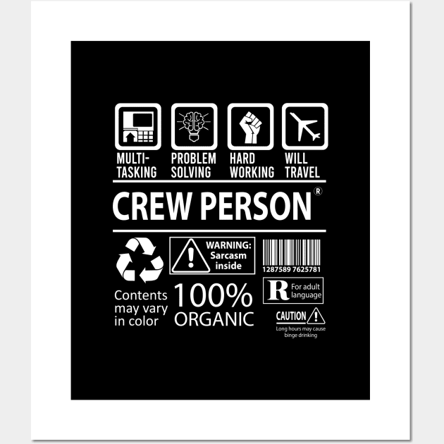 Crew Person T Shirt - MultiTasking Certified Job Gift Item Tee Wall Art by Aquastal